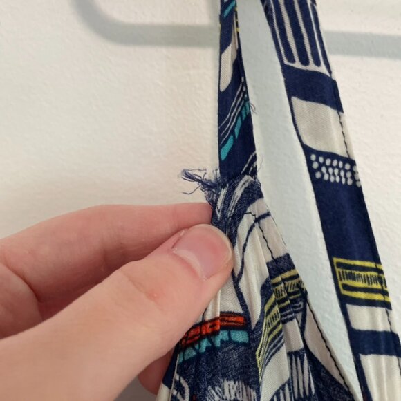 TORRID 3 Plus Size Chevron Print Challis Ruffle Babydoll Top Blue White Boho 3X - Picture 15 of 16